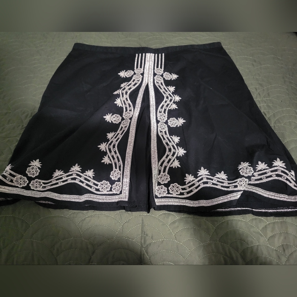 Black and Silver Embroidered Skirt